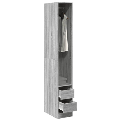 Armadio Grigio Sonoma 30x50x200 cm in Legno Multistrato