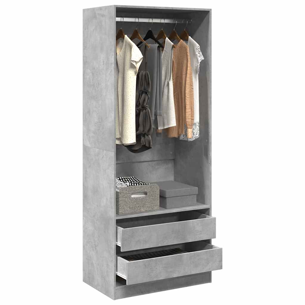 Armadio Grigio Cemento 80x50x200 cm in Legno Multistrato