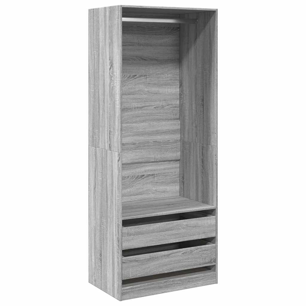 Armadio Grigio Sonoma 80x50x200 cm in Legno Multistrato