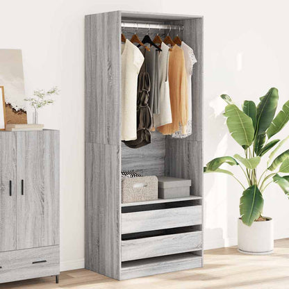 Armadio Grigio Sonoma 80x50x200 cm in Legno Multistrato