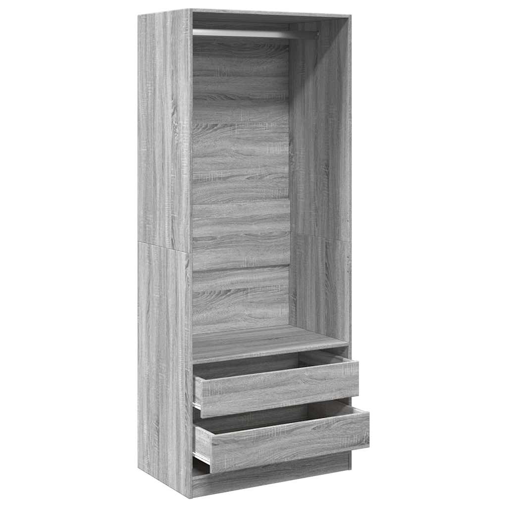 Armadio Grigio Sonoma 80x50x200 cm in Legno Multistrato