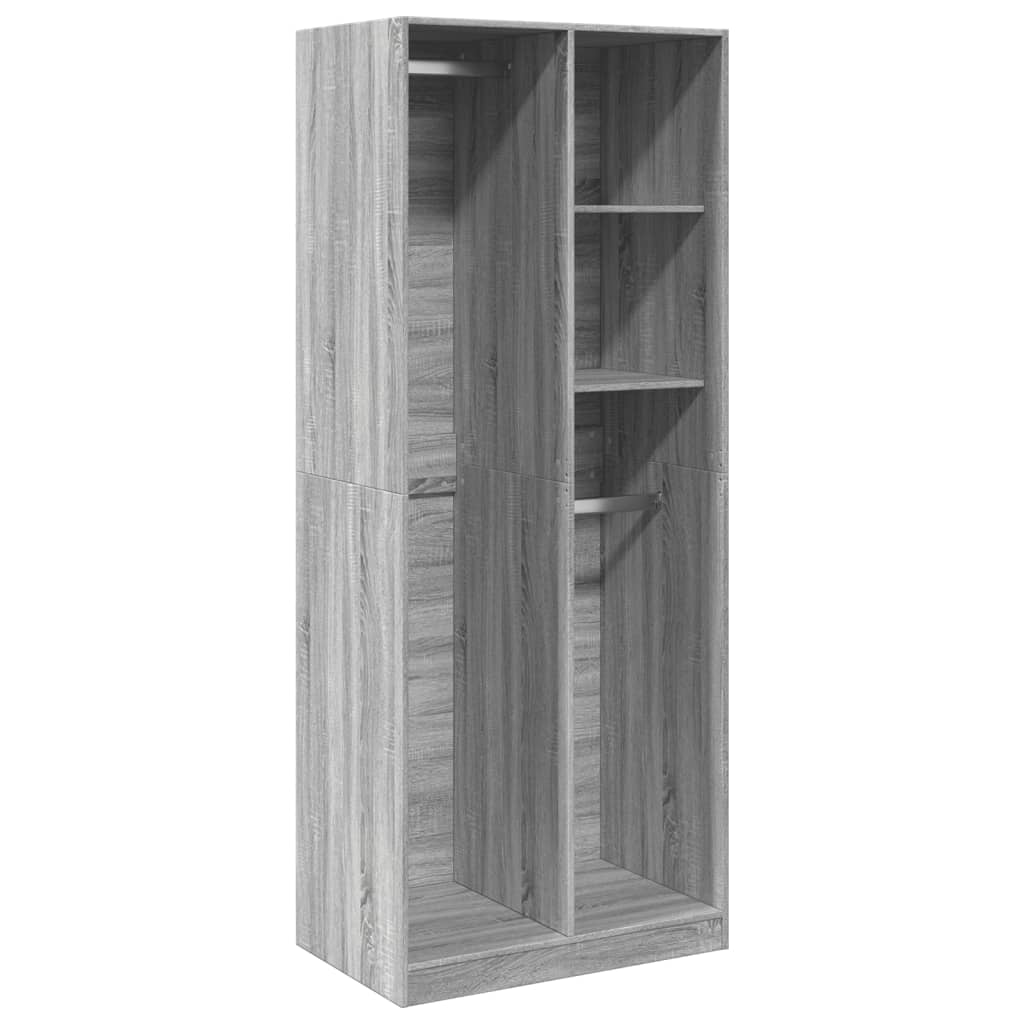 Armadio Grigio Sonoma 80x50x200 cm in Legno Multistrato