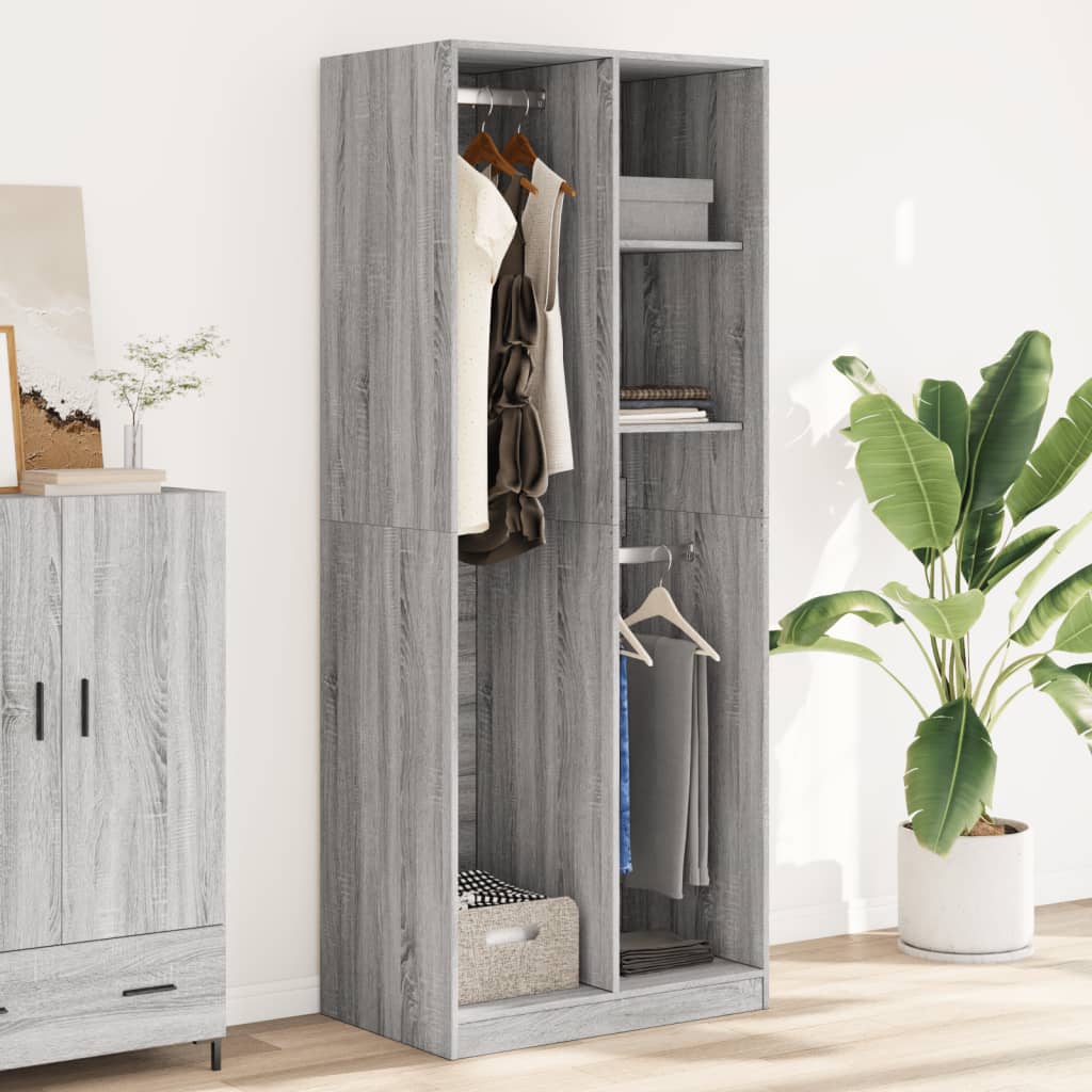 Armadio Grigio Sonoma 80x50x200 cm in Legno Multistrato