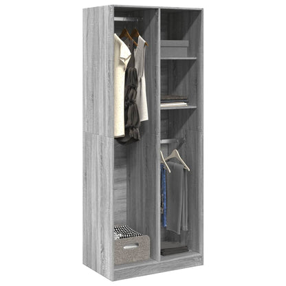 Armadio Grigio Sonoma 80x50x200 cm in Legno Multistrato