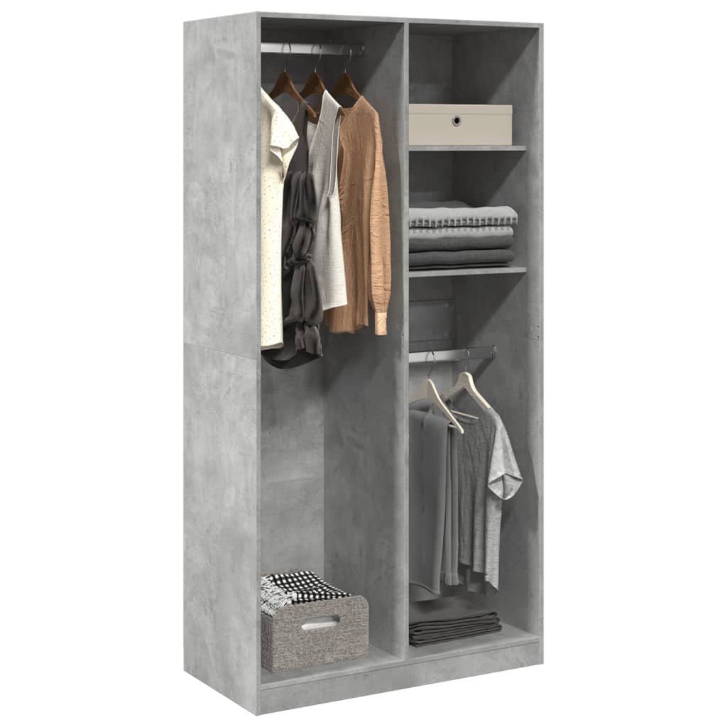 Armadio Grigio Cemento 100x50x200 cm in Legno Multistrato