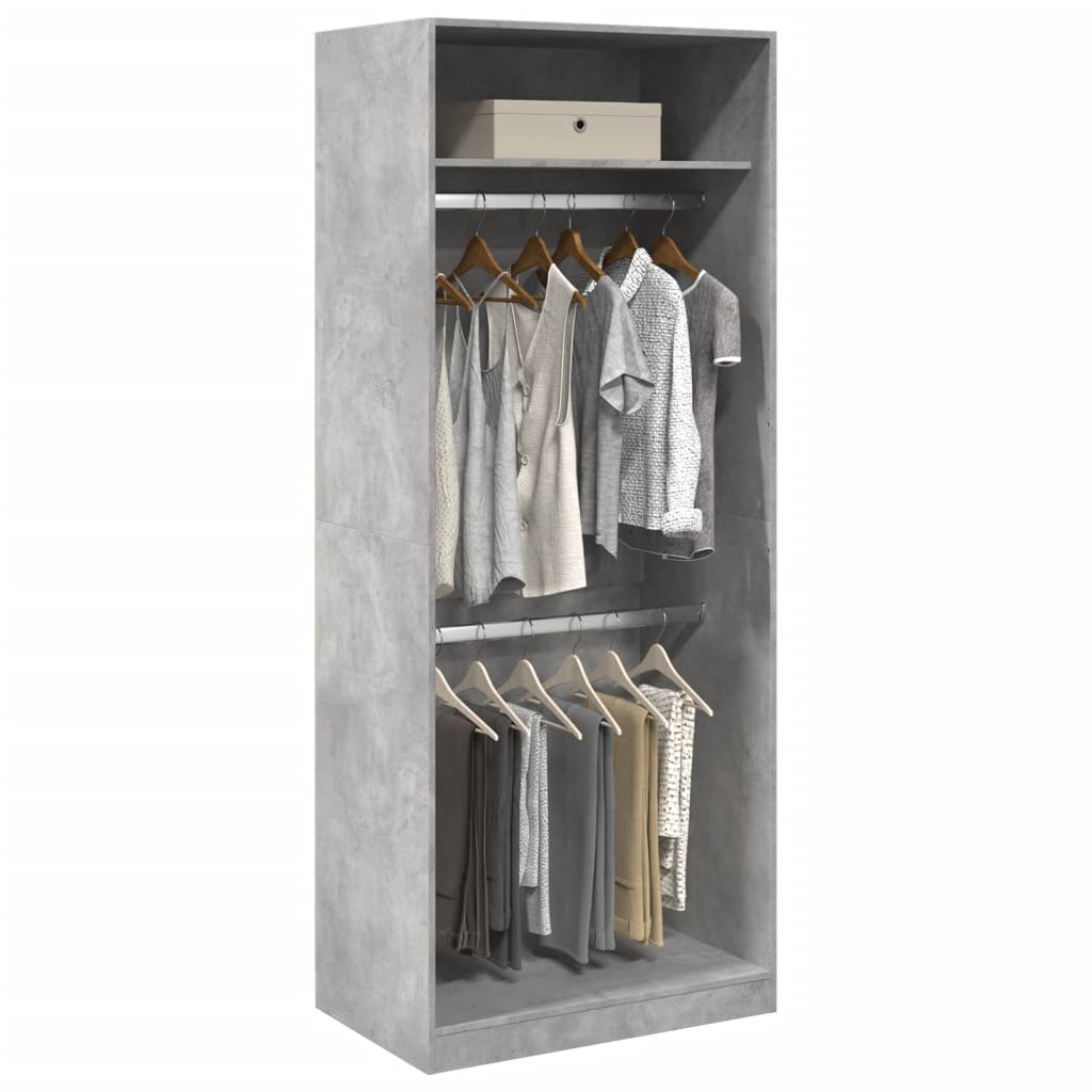 Armadio Grigio Cemento 80x50x200 cm in Legno Multistrato