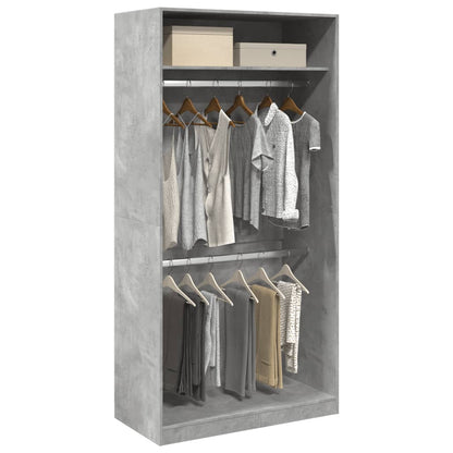 Armadio Grigio Cemento 100x50x200 cm in Legno Multistrato