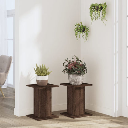 Supporti per Piante 2 pz Rovere Marrone 30x30x40 cm Truciolato