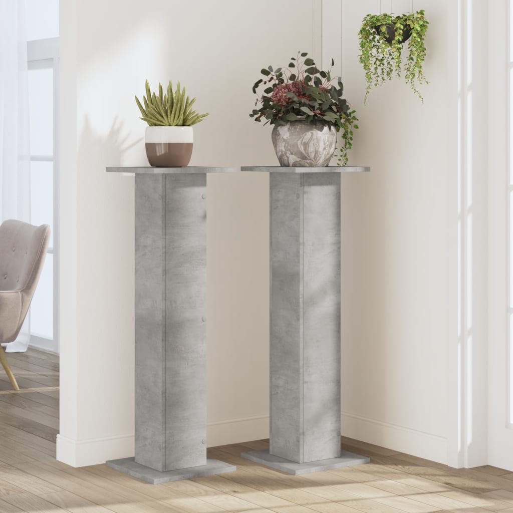 Supporti per Piante 2 pz Grigio Cemento 30x30x95 cm Truciolato