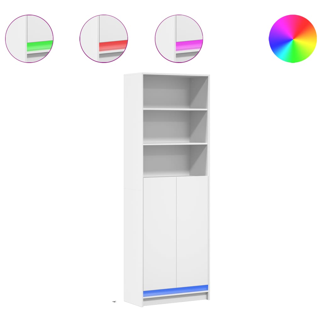 Credenza con LED Bianca 69x32,5x200 cm in Truciolato