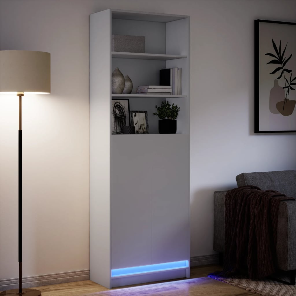 Credenza con LED Bianca 69x32,5x200 cm in Truciolato