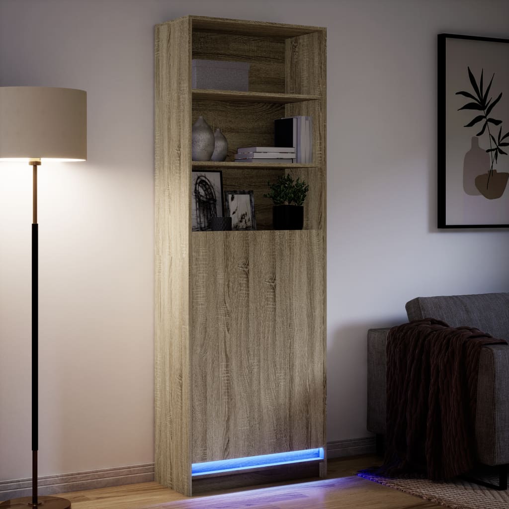 Credenza con LED Rovere Sonoma 69x32,5x200 cm in Truciolato