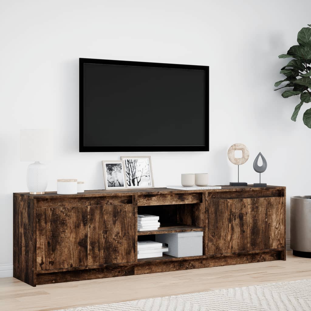 Mobile Porta TV con LED Rovere Fumo 180x34x50cm in Truciolato
