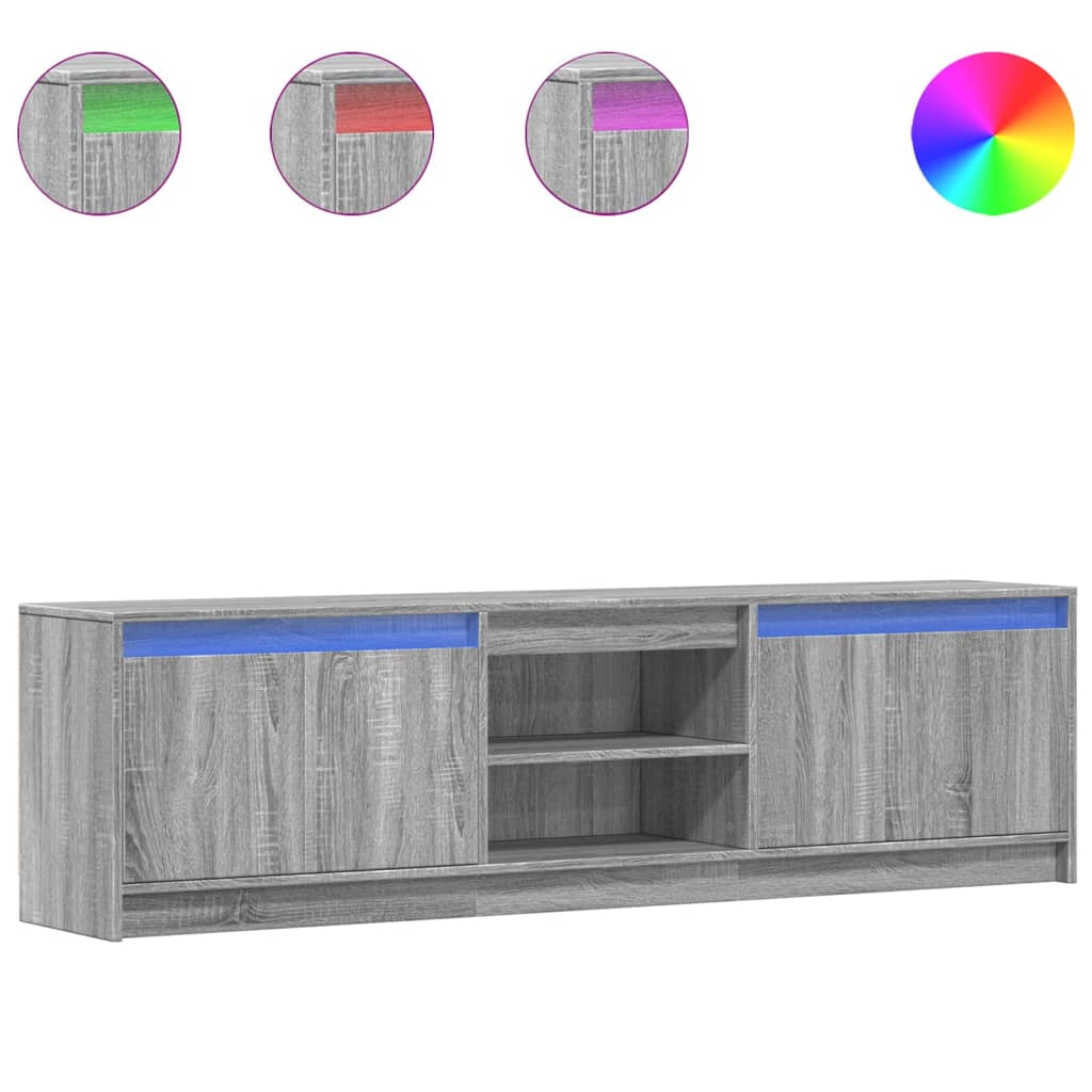 Mobile Porta TV con LED Grigio Sonoma 180x34x50cm in Truciolato