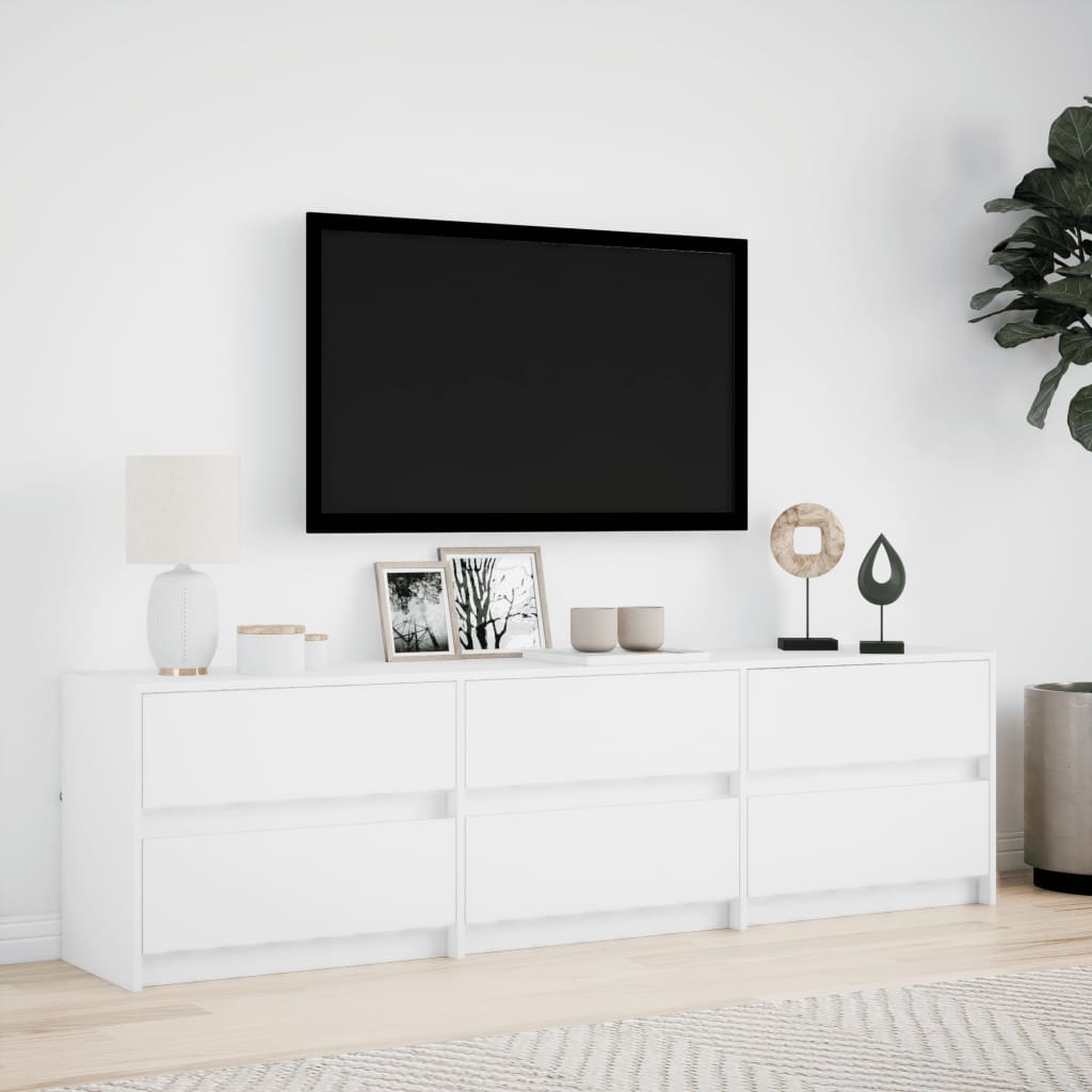 Mobile Porta TV con LED Bianco 180x34x50cm in Truciolato