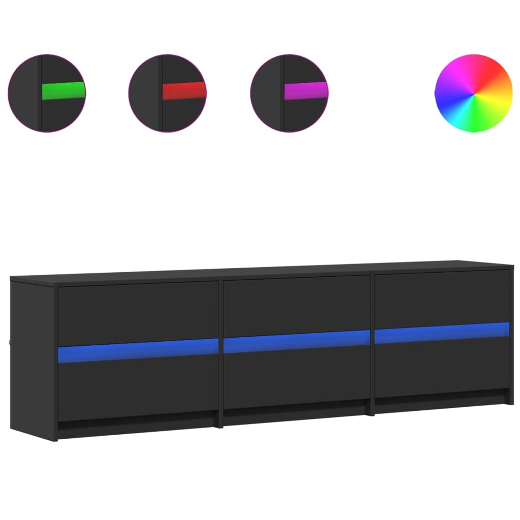 Mobile Porta TV con LED Nero 180x34x50cm in Truciolato