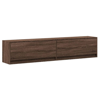Mobile TV a Parete con LED Rovere Marrone 180x31x38 cm