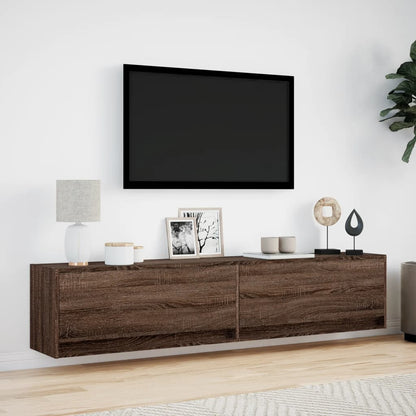 Mobile TV a Parete con LED Rovere Marrone 180x31x38 cm