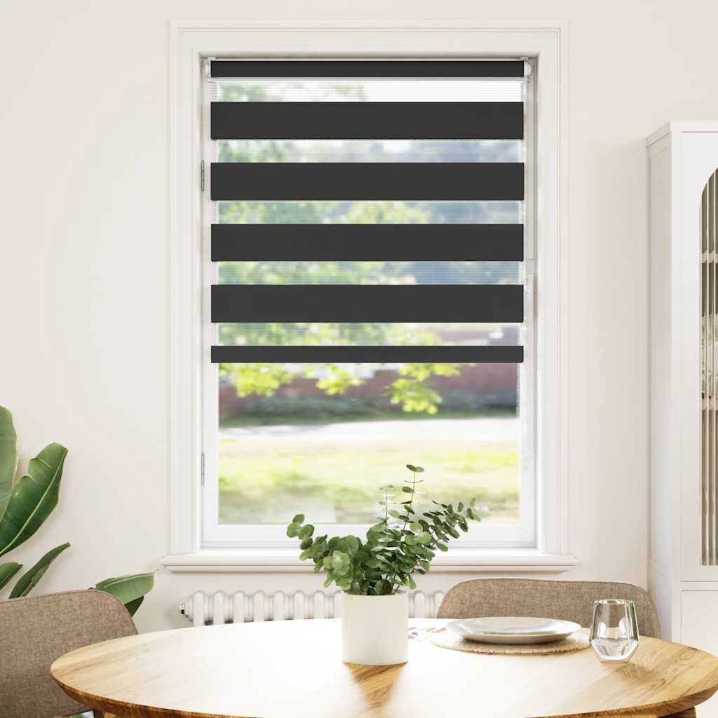 Tenda a Rullo Zebra Nero Larghezza Tessuto 85,9 cm Poliestere
