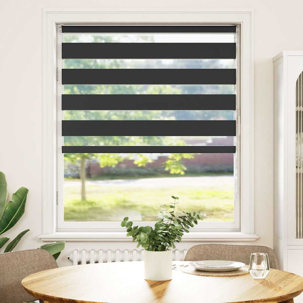 Tenda a Rullo Zebra Nero Larghezza Tessuto 105,9 cm Poliestere