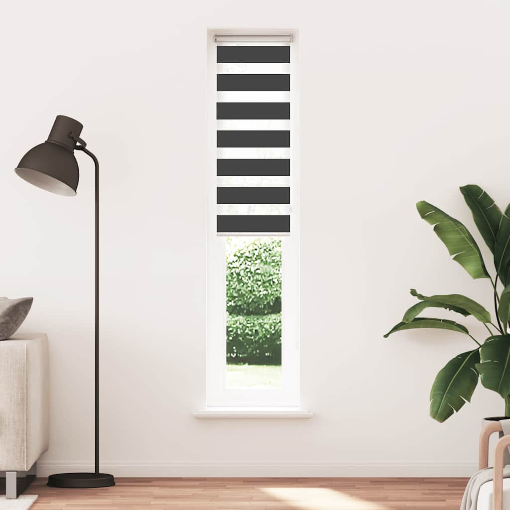 Tenda a Rullo Zebra Nero Larghezza Tessuto 40,9 cm Poliestere