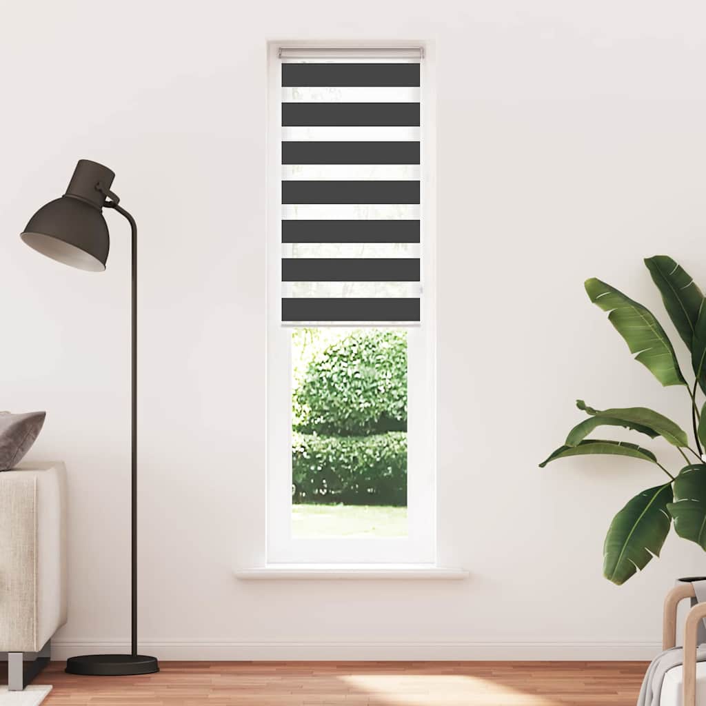 Tenda a Rullo Zebra Nero Larghezza Tessuto 50,9 cm Poliestere