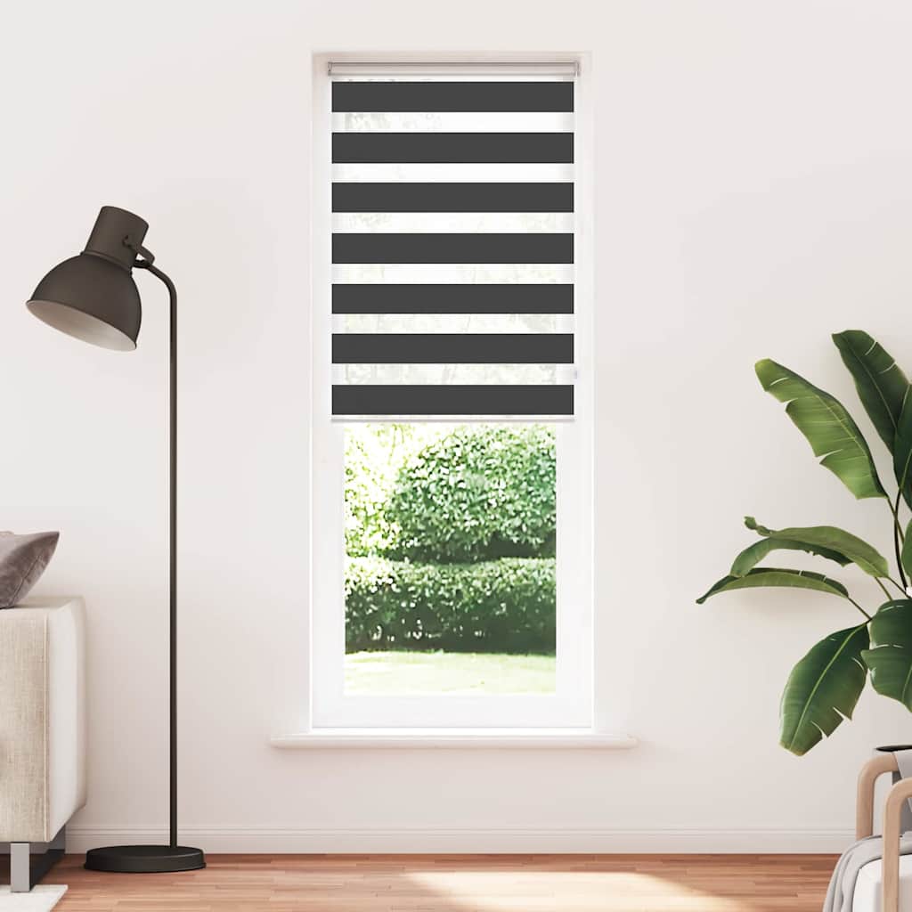 Tenda a Rullo Zebra Nero Larghezza Tessuto 75,9 cm Poliestere