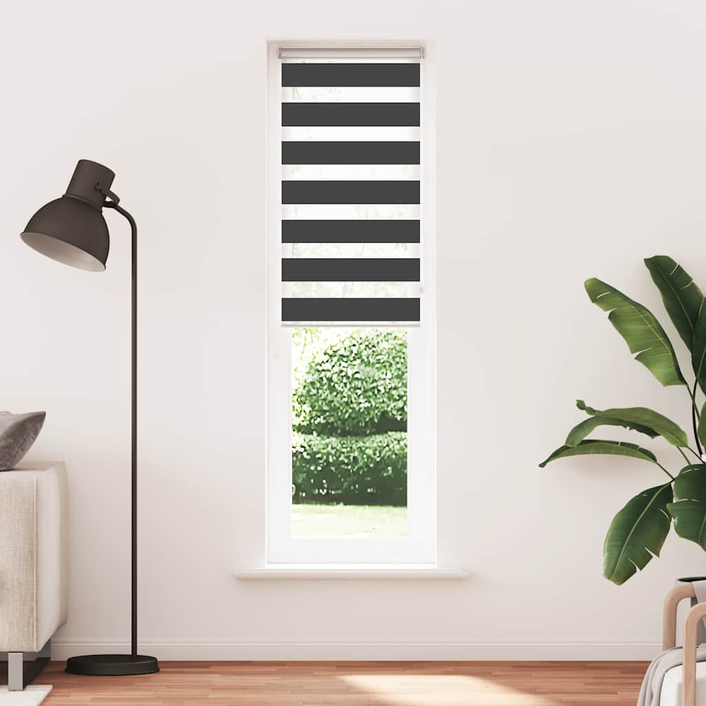 Tenda a Rullo Zebra Nero Larghezza Tessuto 50,9 cm Poliestere