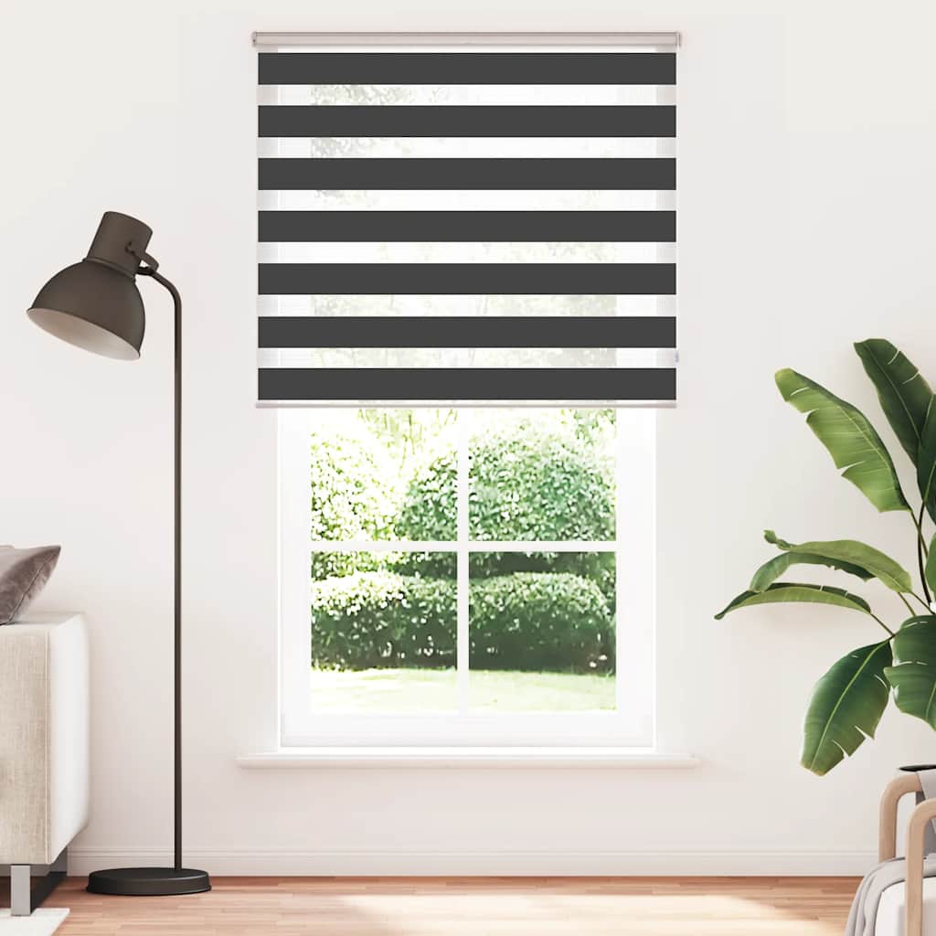 Tenda a Rullo Zebra Nero Larghezza Tessuto 115,9 cm Poliestere