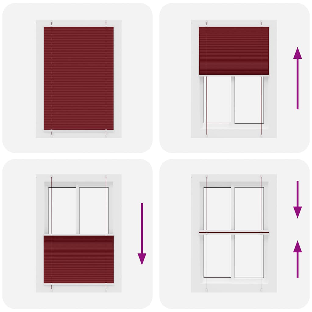 Tenda Plissettata Rosso Bordeaux 95x100 cm Larghezza Tessuto