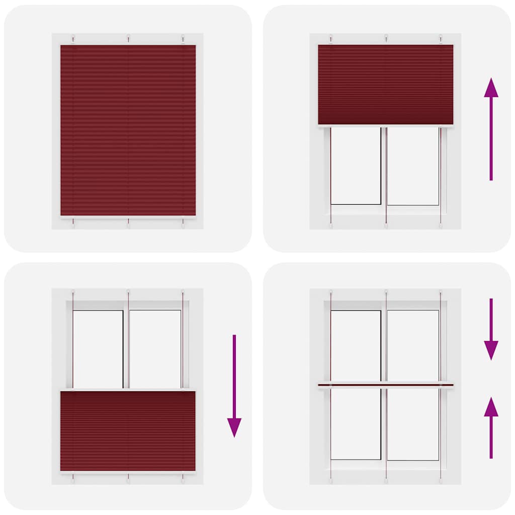 Tenda Plissettata Rosso Bordeaux 105x100 cm Larghezza Tessuto