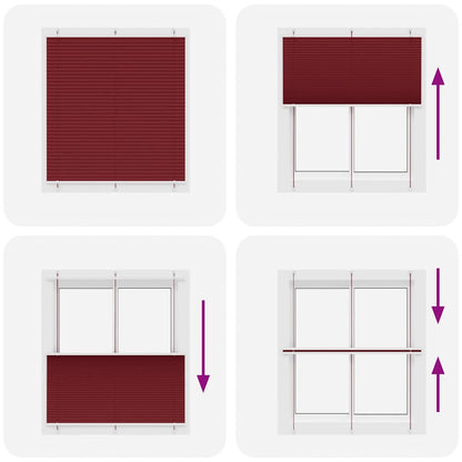 Tenda Plissettata Rosso Bordeaux 115x100 cm Larghezza Tessuto