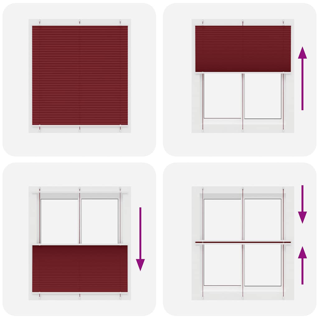 Tenda Plissettata Rosso Bordeaux 120x150 cm Larghezza Tessuto