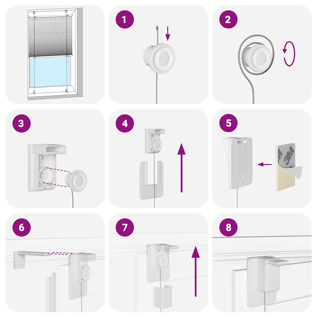 Tenda Plissettata Rosa 85x100 cm Larghezza Tessuto 84,4 cm