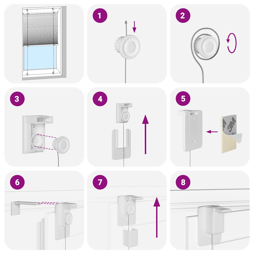Tenda Plissettata Rosa 50x200 cm Larghezza Tessuto 49,4 cm