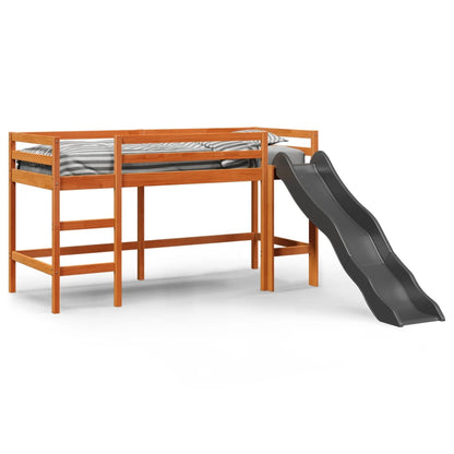 Letto Soppalco senza Materasso Bambini Marrone Cera 80x200 Pino