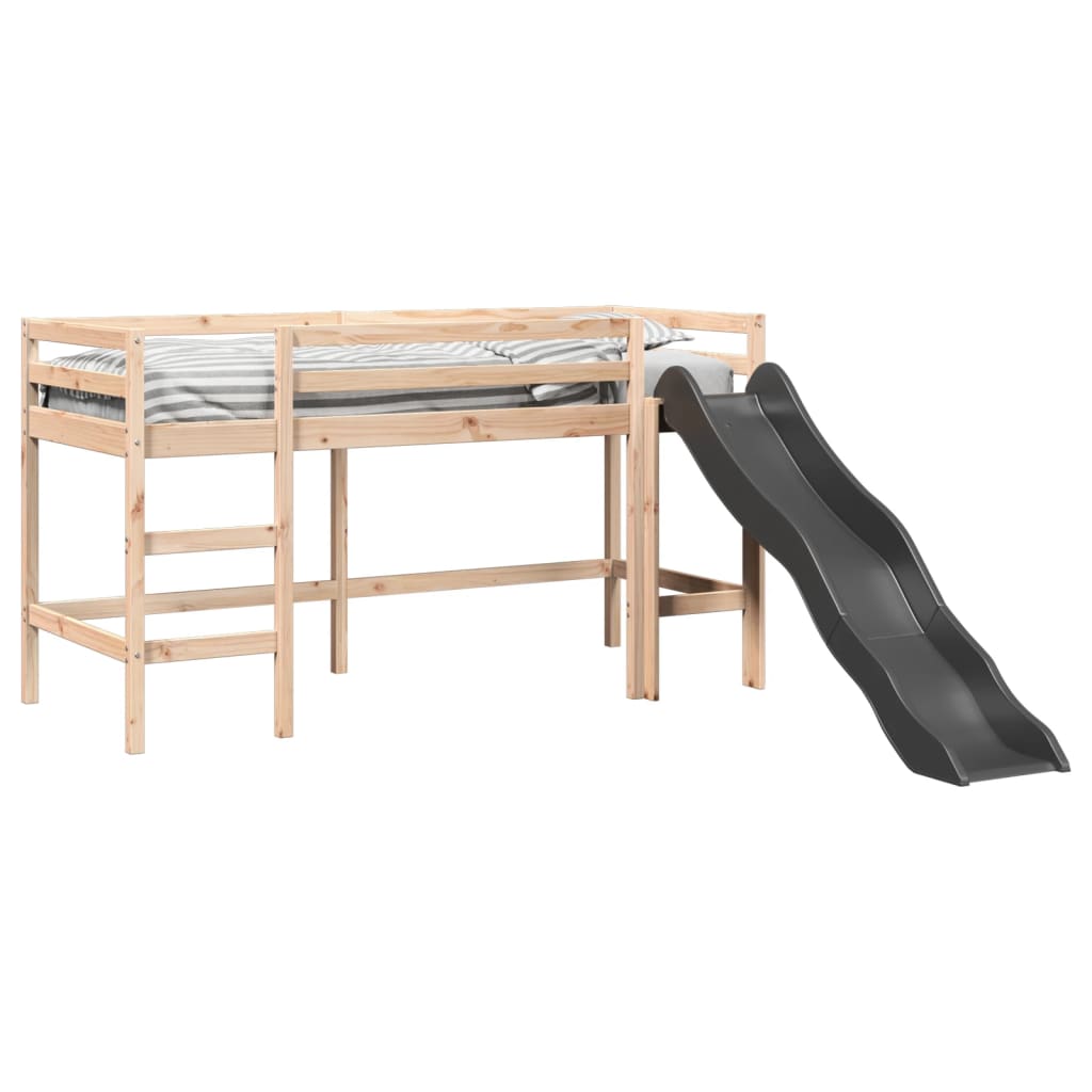 Letto a Soppalco senza Materasso Bambini 90x190cm Massello Pino