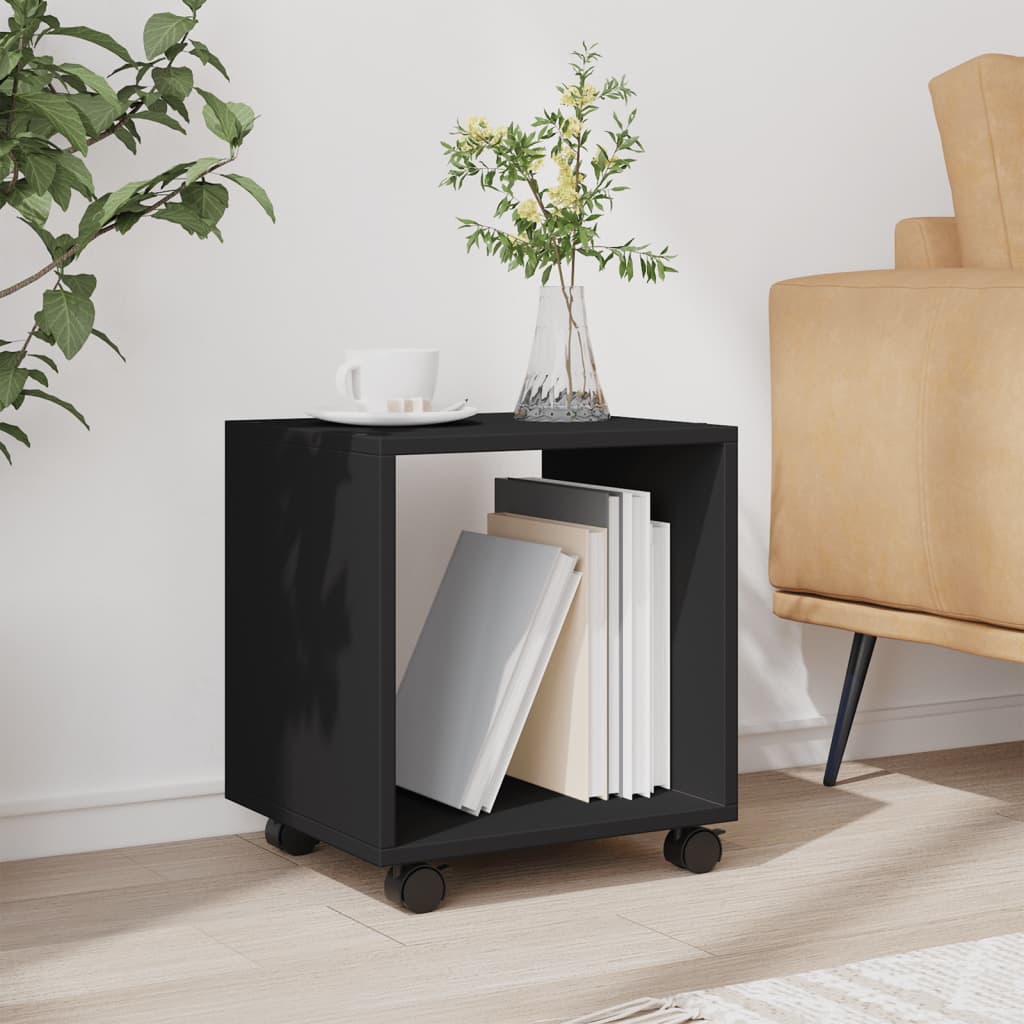 Mobiletto con Ruote Nero 37x33x42,5 cm in Truciolato