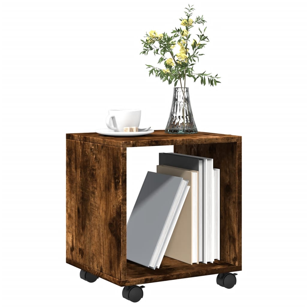 Mobiletto con Ruote Rovere Fumo 37x33x42,5 cm in Truciolato