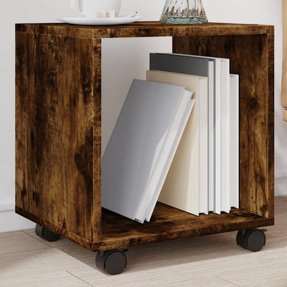Mobiletto con Ruote Rovere Fumo 37x33x42,5 cm in Truciolato