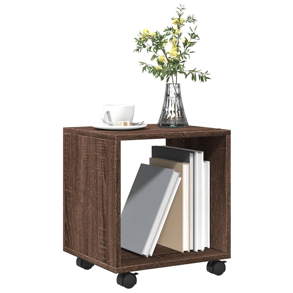 Mobiletto con Ruote Rovere Marrone 37x33x42,5 cm in Truciolato