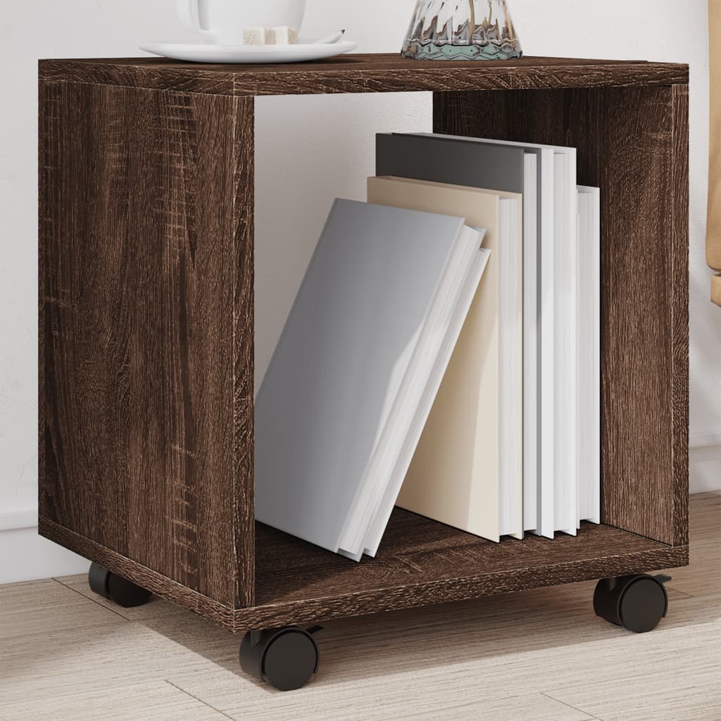Mobiletto con Ruote Rovere Marrone 37x33x42,5 cm in Truciolato