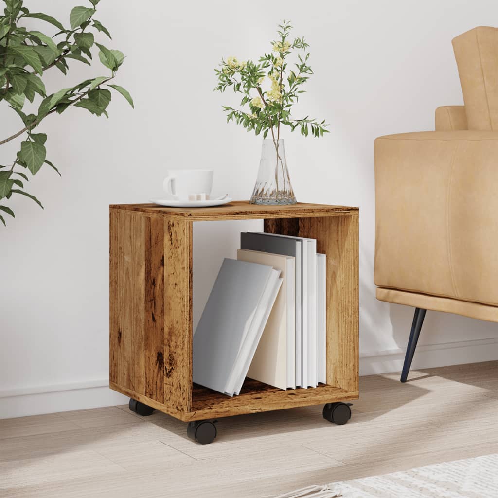 Mobiletto con Ruote Legno Antico 37x33x42,5 cm in Truciolato