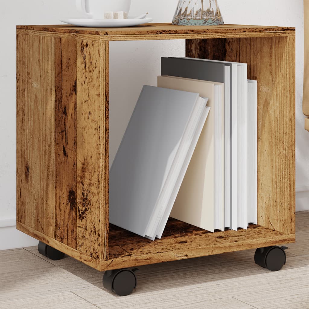 Mobiletto con Ruote Legno Antico 37x33x42,5 cm in Truciolato