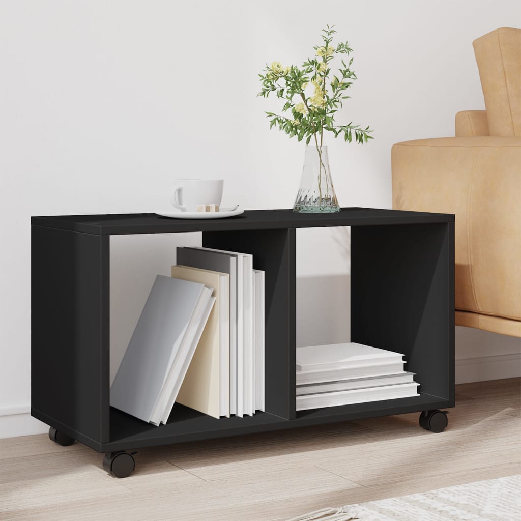 Mobiletto con Ruote Nero 72x33x42,5 cm in Truciolato