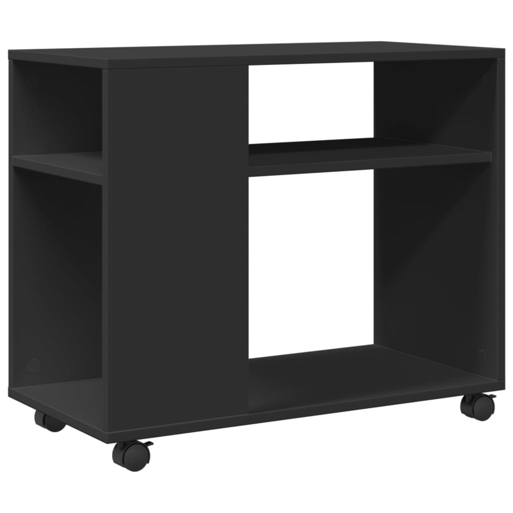 Tavolino con Ruote Nero 70x35x60 cm in Legno Multistrato