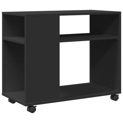 Tavolino con Ruote Nero 70x35x60 cm in Legno Multistrato