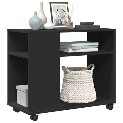 Tavolino con Ruote Nero 70x35x60 cm in Legno Multistrato