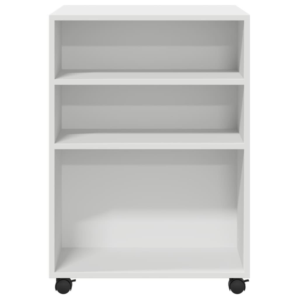 Tavolino con Ruote Bianco 55x60x78 cm in Truciolato