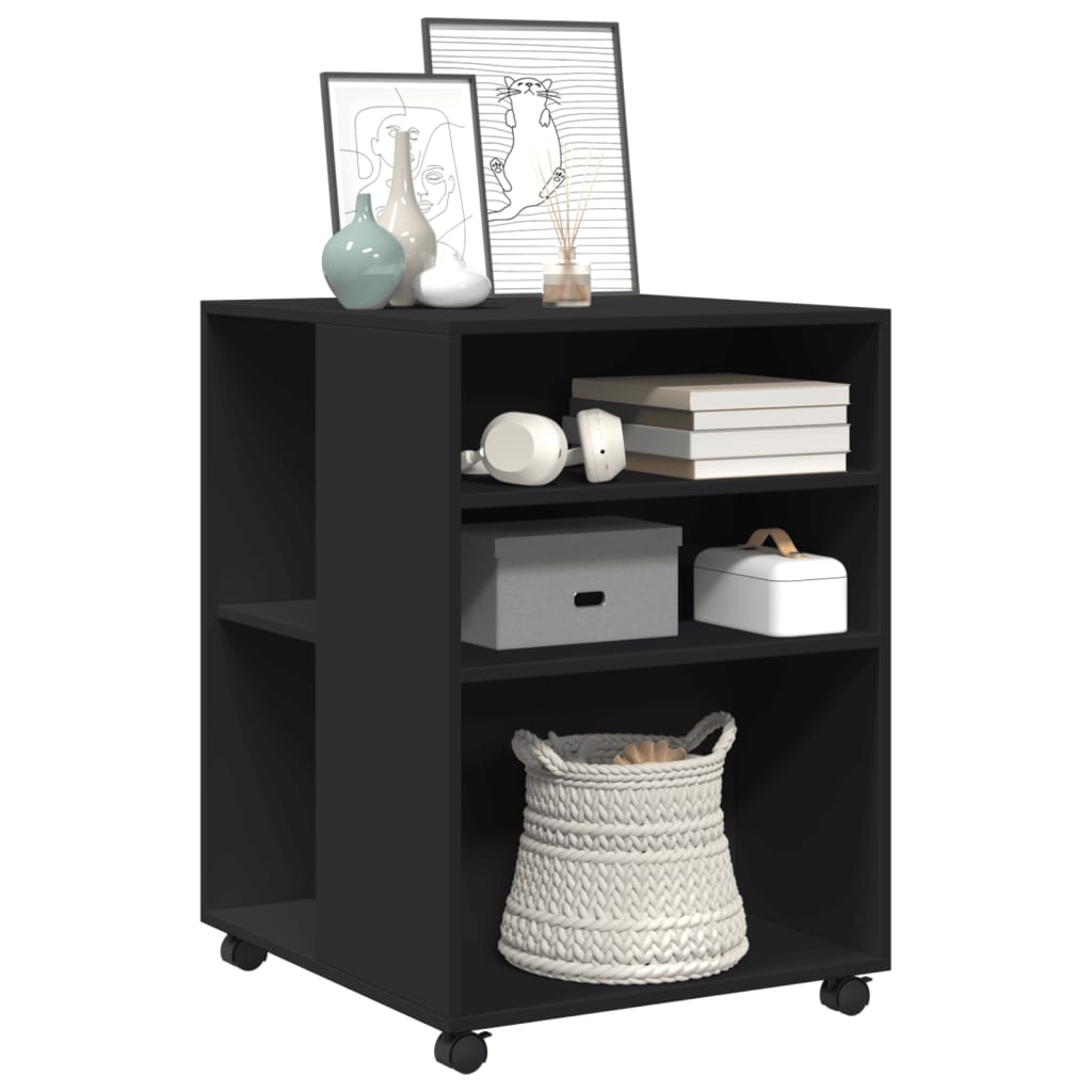 Tavolino con Ruote Nero 55x60x78 cm in Truciolato